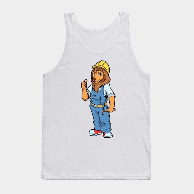 Cartoon lion as construction worker Tank Top by Modern Medieval Design